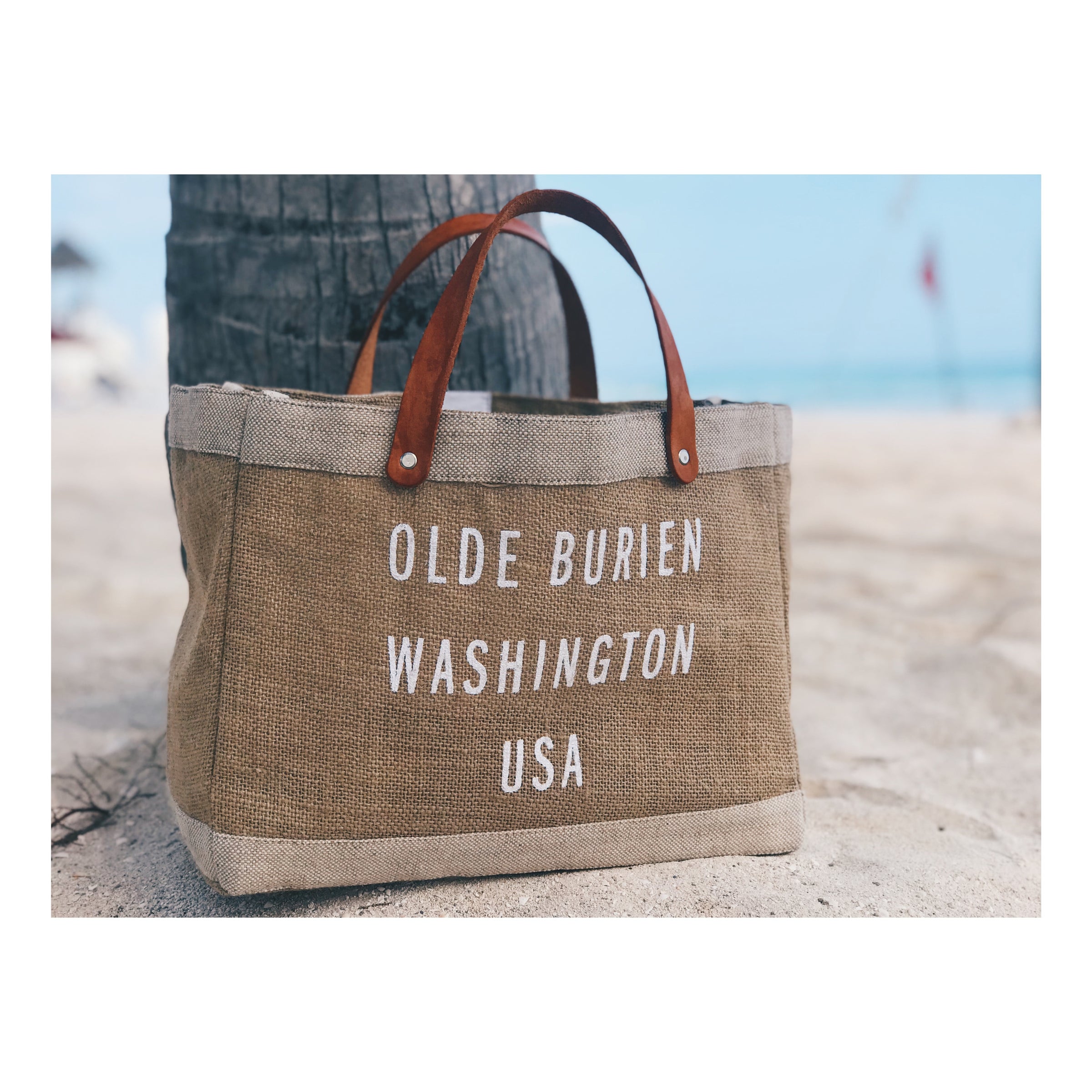 Burlap lunch top bag
